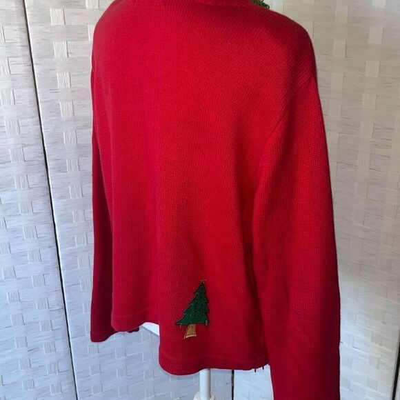 Vintage Berek 2 Red Christmas Sweater Takako Sakon Button Front Size Large - Picture 5 of 16